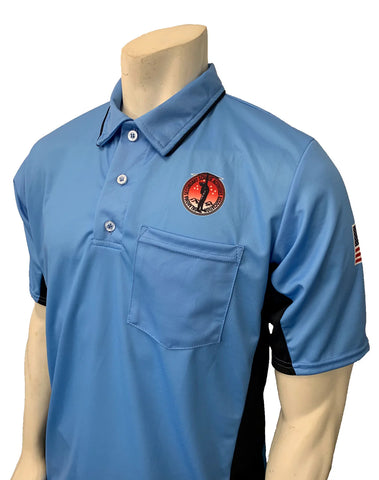 USA312OK-SB/BLK-30242 - Smitty "Made in USA" - "OSSAA" Short Sleeve Sky Blue/Black Baseball Umpire Shirt