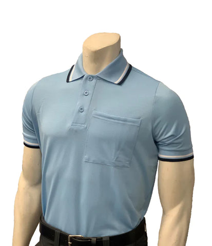 USA300PA-PB - 30111 - Short Sleeve POWDER Blue Umpire Shirts w/ NAVY/ WH/PB Trim & PIAA Logo